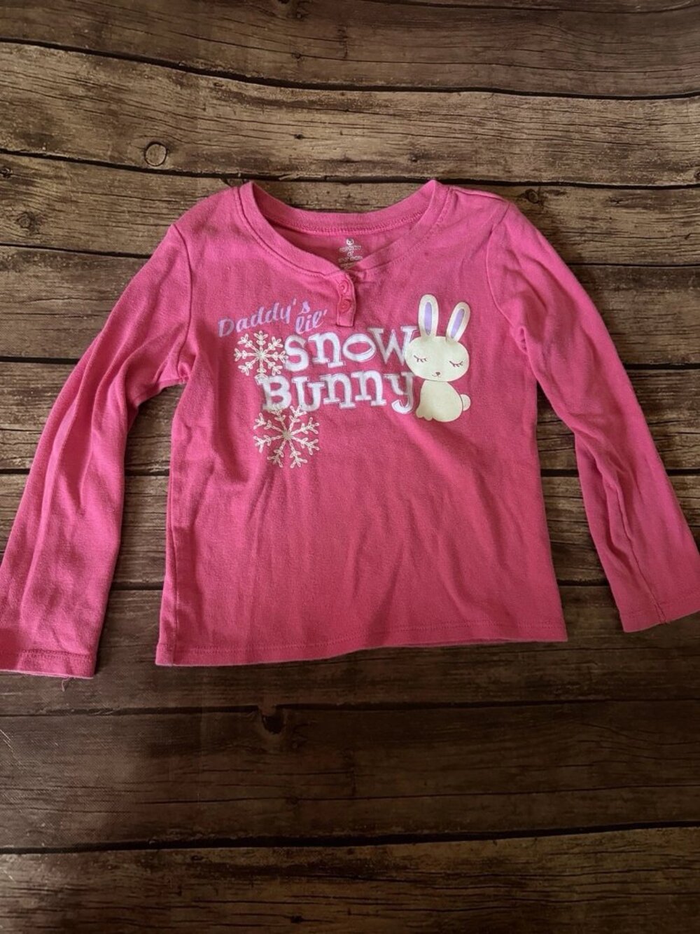 Toddler Girl’s Old Navy Daddy’s Lil’ Snow Bunny Graphic Long Sleeve Shirt 4T